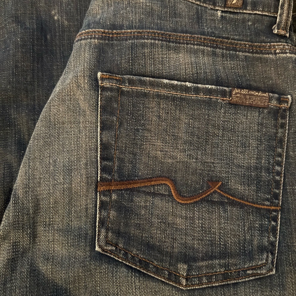Vintage 7 for all Mankind Denim Jeans with Unique Embroidery, women’s size 31.